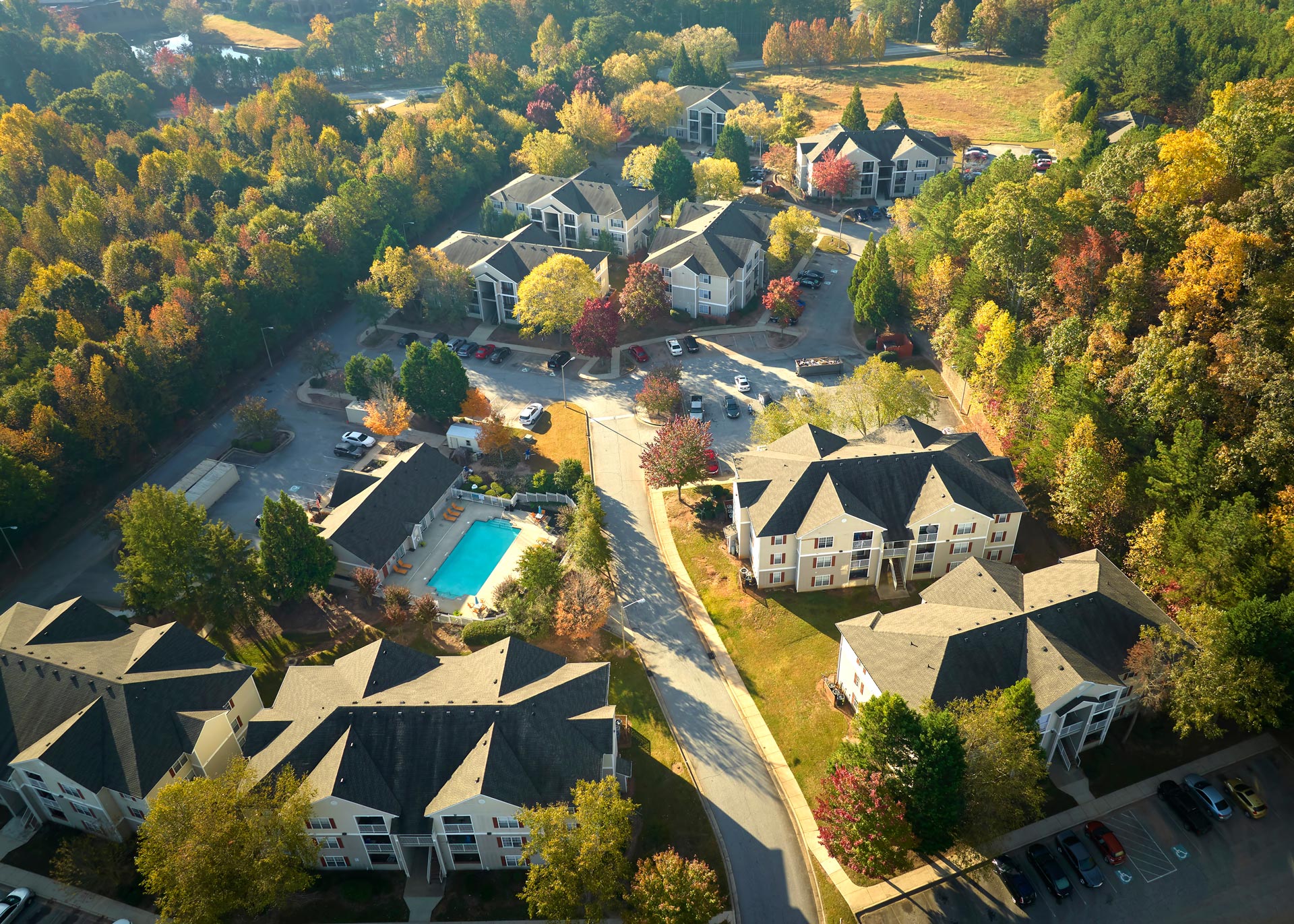 View from above of residential condos